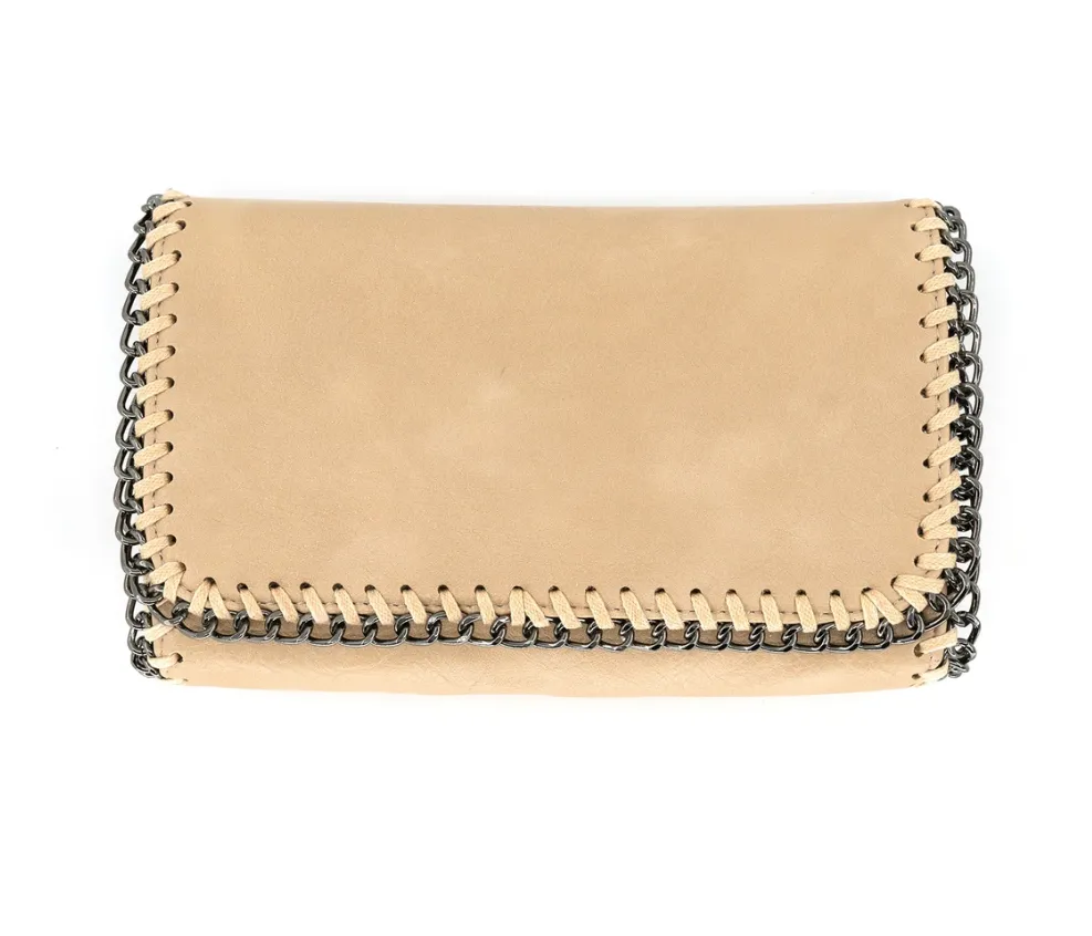 Vegan Leather Clutch With Detachable Chain