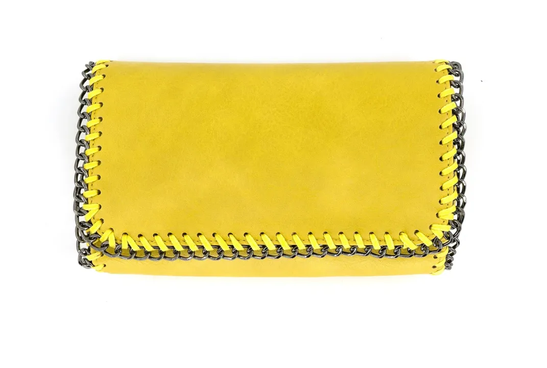 Vegan Leather Clutch With Detachable Chain