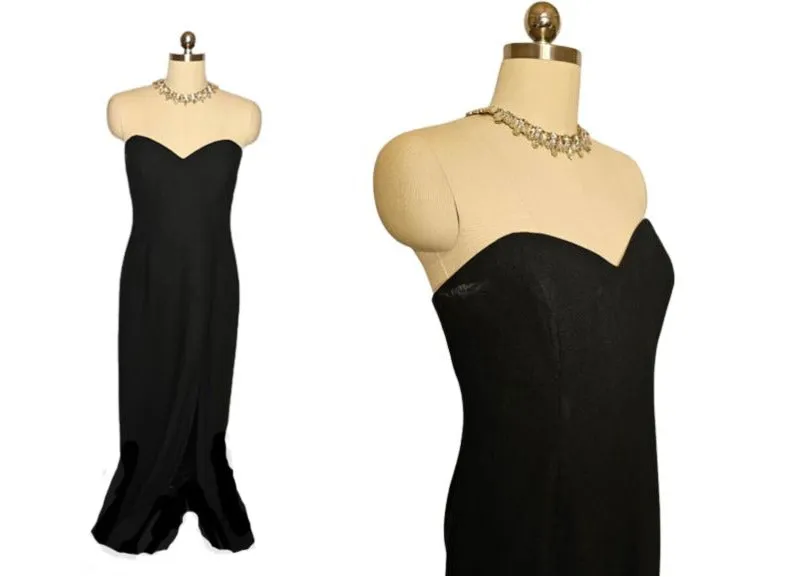 VINTAGE '80S A J BARI SWEETHEART NECKLINE STRAPLESS EVENING GOWN
